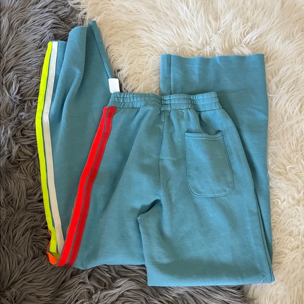 AVIATOR NATION 
5 STRIPE WIDE LEG POCKET SWEATPANTS  AQUA  SZ XS - Picture 5 of 6